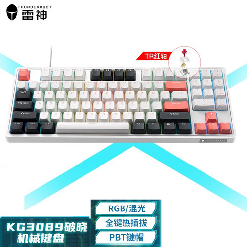 雷神（ThundeRobot)电竞89键全键无冲混光键盘 KG3089 破晓TR红轴