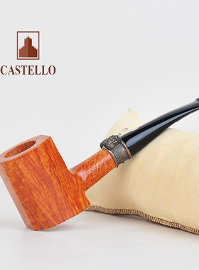 卡斯特罗Castello烟斗石楠木光面八棱锤纯银纪念款希腊双面神礼物