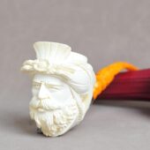 土耳其费尔南大师F.YAVUZ海泡石人物雕刻大斗可盘玩变色925银圈