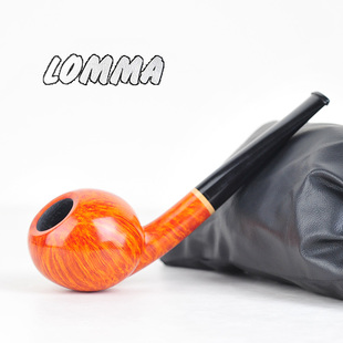 瑞典大师卢马Lomma烟斗光面一皇冠高级别进口石楠木手工制作长杆