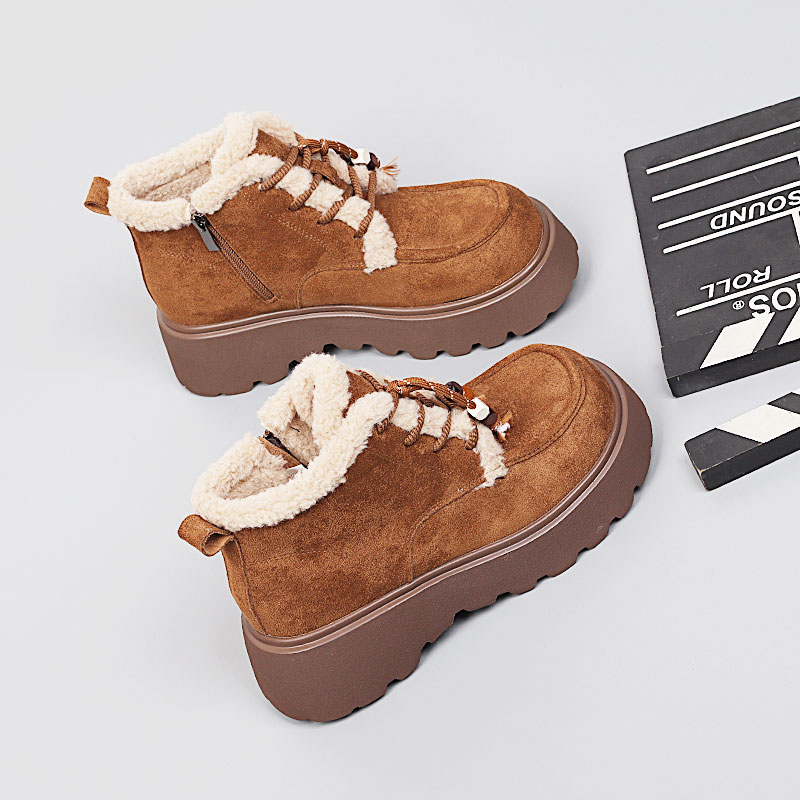 爆款大码女鞋41-43新款2025冬棉靴休闲加绒短靴时尚脚宽胖马丁靴