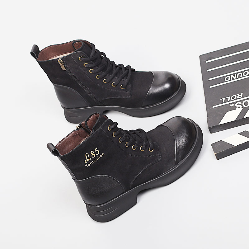 加大码女鞋41一43爆款棉靴2025冬新款脚宽胖肥时尚休闲加绒马丁靴