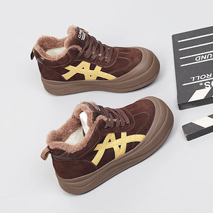 43大码 加绒休闲板鞋 宽胖脚时尚 高帮鞋 棉鞋 2025冬季 胖mm鞋 女鞋