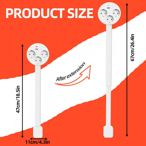 独立站新品Electrical Outlet Extender电源插座沙发床头柜扩展器