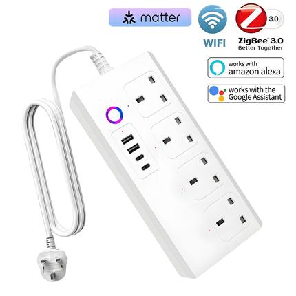 涂鸦WiFi英规智能排插PD快充USB多插位接线板语音控制Zigbee插座