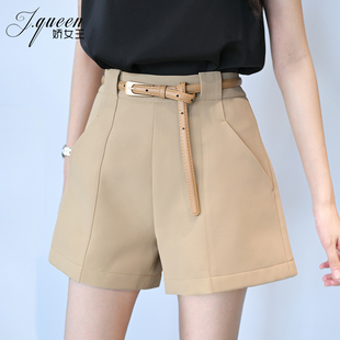 新款 女夏季 宽松休闲显瘦五分裤 时尚 西装 百搭阔腿高腰a字中裤 短裤