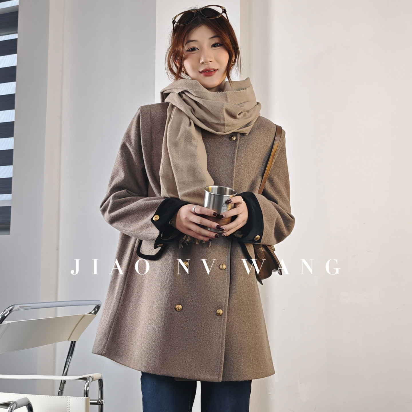 法式小香风毛呢外套女秋冬季气质撞色双排扣立领显瘦时尚呢子大衣,女装/女士精品,毛呢外套,淘宝优惠券,粉丝福利购,淘宝优惠卷