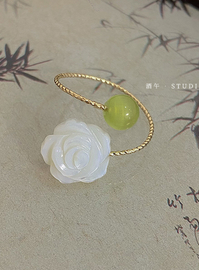 酒午山茶花中式复古戒指