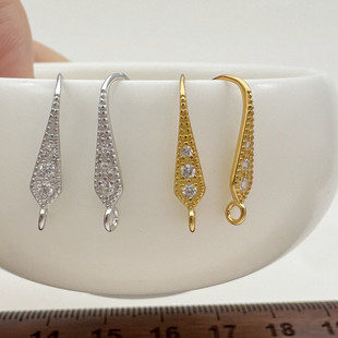 纯银耳钩配件S925底部开口活口耳环换挂钩diy珍珠玉石防丢不过敏