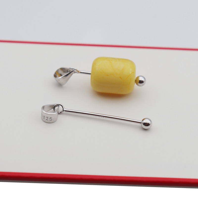 S925纯银手串珠子托大号夹扣diy