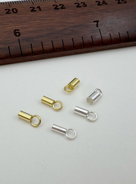 皮绳管S925纯银项链连接头diy
