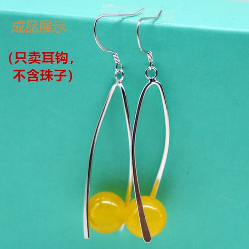 diy纯银手工长款耳勾
