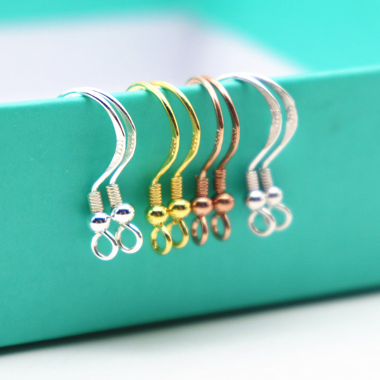 S925纯银耳钩银饰素银玫瑰金DIY耳环饰品配件加粗大号防过敏基础