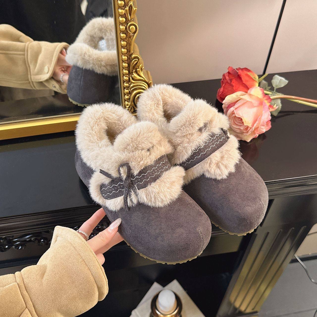 复古毛毛勃肯鞋女款2025冬季新款内增高保暖加绒一脚蹬雪地棉鞋子,女鞋,勃肯鞋/软木鞋,淘宝优惠券,粉丝福利购,淘宝优惠卷