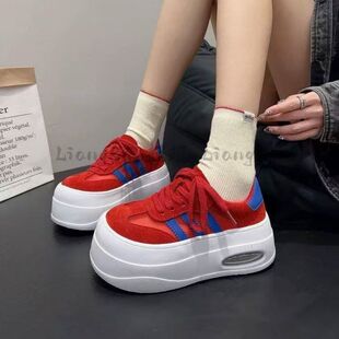 欧货爆款厚底面包鞋女2026夏季单网透气小个子增高小白鞋休闲板鞋