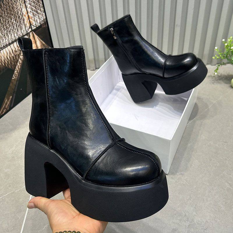 2025秋冬款加绒松糕厚底增高轻便切尔西靴英伦风马丁靴短靴烟筒靴,女鞋,切尔西靴,淘宝优惠券,粉丝福利购,淘宝优惠卷