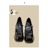 方头单鞋 软皮法式 粗跟jk玛丽珍小皮鞋 女百搭2026春秋新款 女 高跟鞋