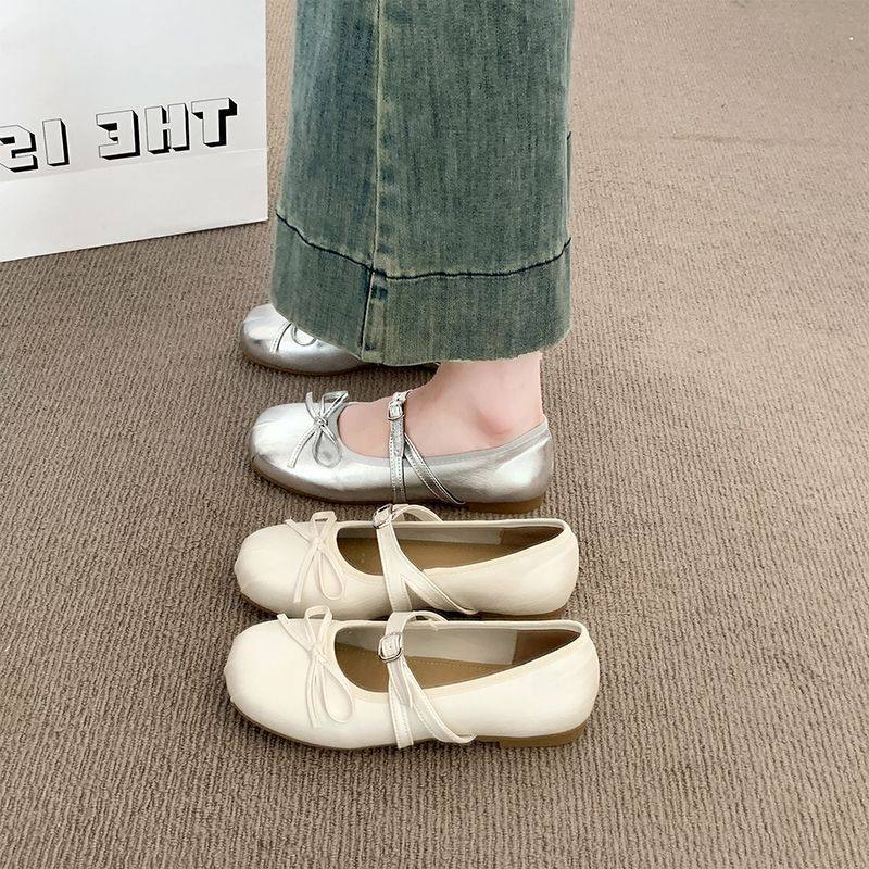 法式绝美银色平底单鞋女2026新款夏季配裙子玛丽珍鞋芭蕾风豆豆鞋,女鞋,玛丽珍鞋,淘宝优惠券,粉丝福利购,淘宝优惠卷