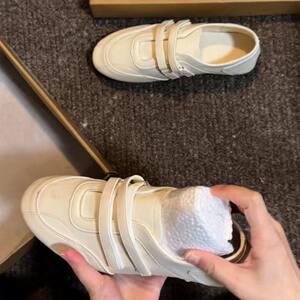 新中式外穿复古德训鞋女2026春季魔术贴小皮鞋浅口平底休闲运动鞋