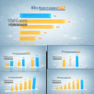 简洁三维科技感企业图表数据图表分析增长3d柱状图统计图表AE模板