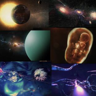 想像力人类起源宇宙穿梭爆炸地球细胞分裂大脑隧道视频素材