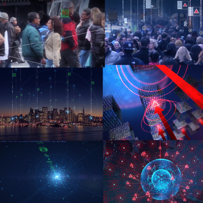 智慧城市科技光线连接城市全球数字互联网大数据网络安全视频素材