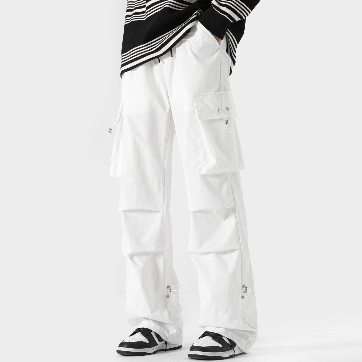 美式白色阔腿工装裤男士春秋季2026新款多口袋裤子高腰宽松直筒裤,男装,休闲裤,淘宝优惠券,粉丝福利购,淘宝优惠卷