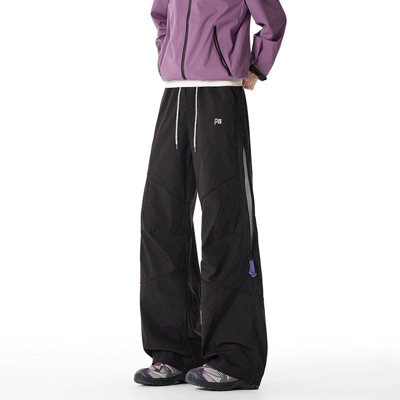 黑色登山冲锋裤男士春秋2026新款高腰休闲宽松百搭直筒拖地阔腿裤,男装,休闲裤,淘宝优惠券,粉丝福利购,淘宝优惠卷