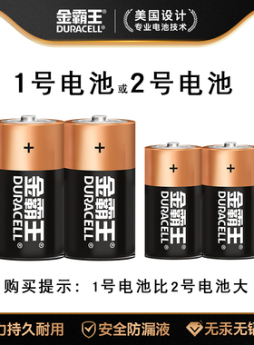 金霸王1号电池2号3号碱性D型C型LR14煤气天燃气灶液化灶手电筒收音机玩具热水器LR20大一号二号三号1.5V电池