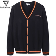 Mark Huafei Đan cardigan v-cổ 2019 mùa thu thêu mới Áo len Hàn Quốc mặc áo len nam 1002 - Cặp đôi áo len