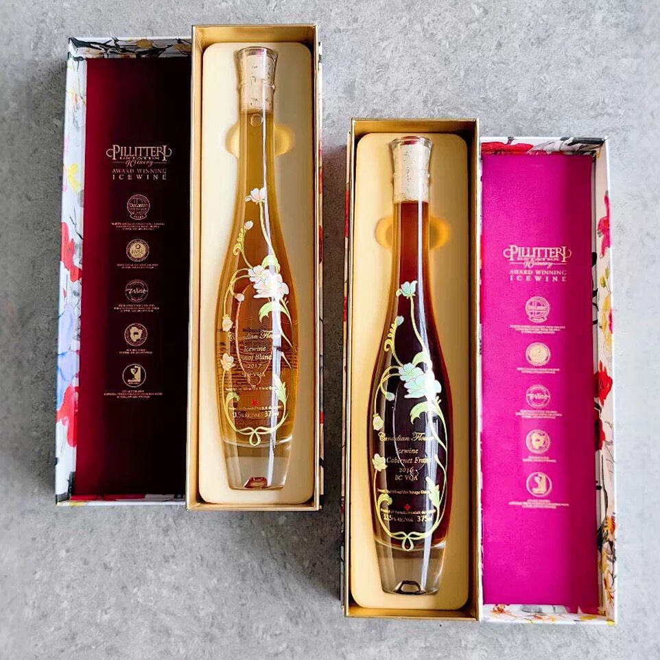 加拿大之花冰酒品丽珠冰红白皮诺冰白葡萄酒礼盒装201*年份375ml