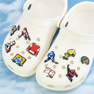 新款洞洞鞋花装饰品配件曲棍球风格可爱卡通鞋扣花园鞋配饰装饰扣