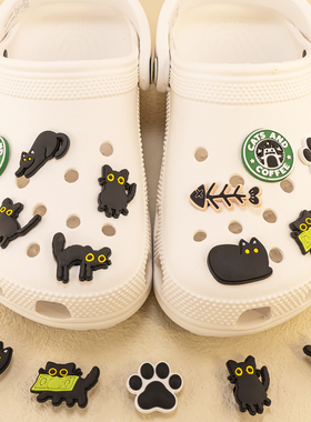 可爱猫咪造型洞洞鞋配饰鞋花卡骆驰沙滩鞋扣鞋上装饰配件男女同款