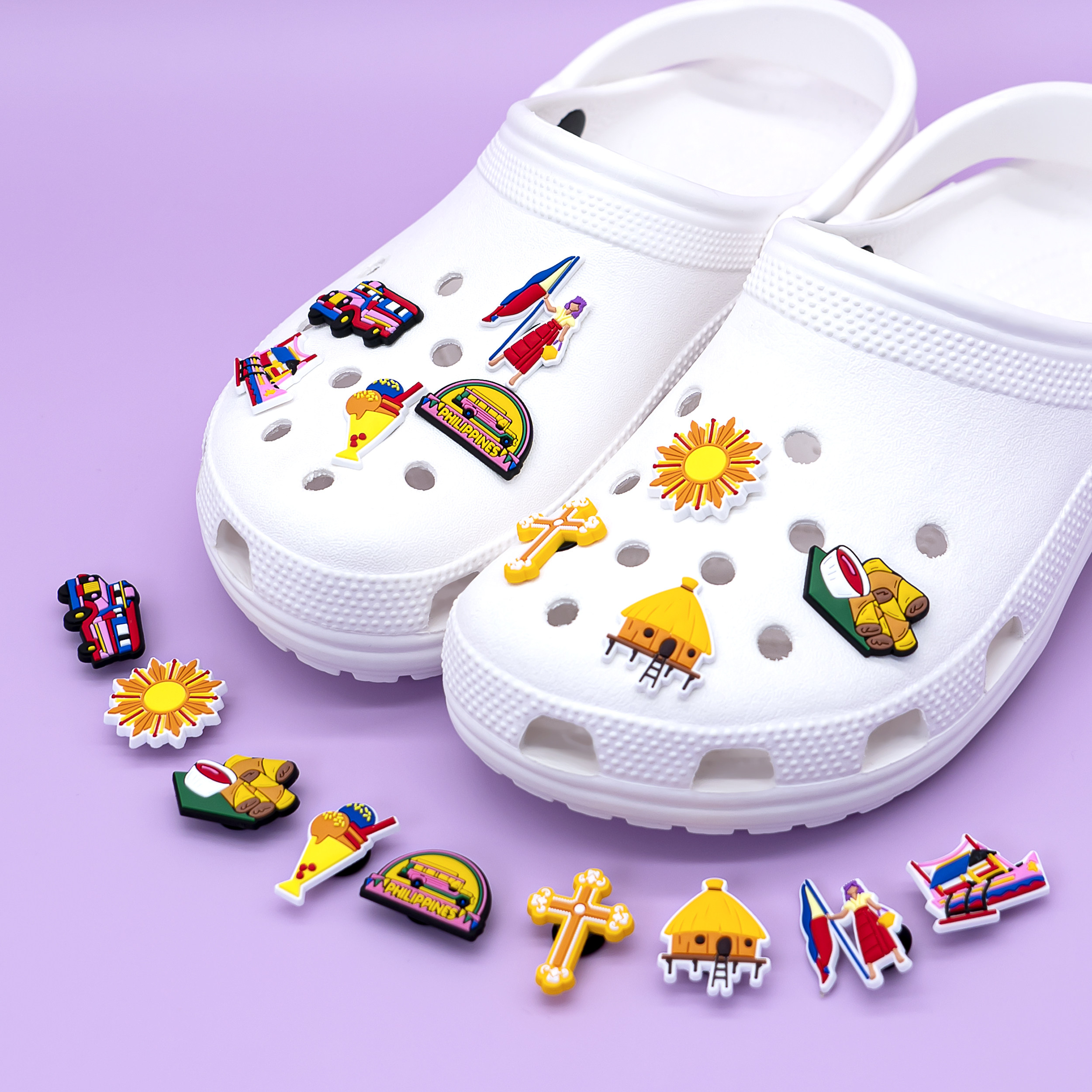 ins风菲律宾洞洞鞋花吉普尼船屋太阳元素鞋扣适配crocs洞洞鞋配饰,服饰配件/皮带/帽子/围巾,鞋扣,淘宝优惠券,粉丝福利购,淘宝优惠卷