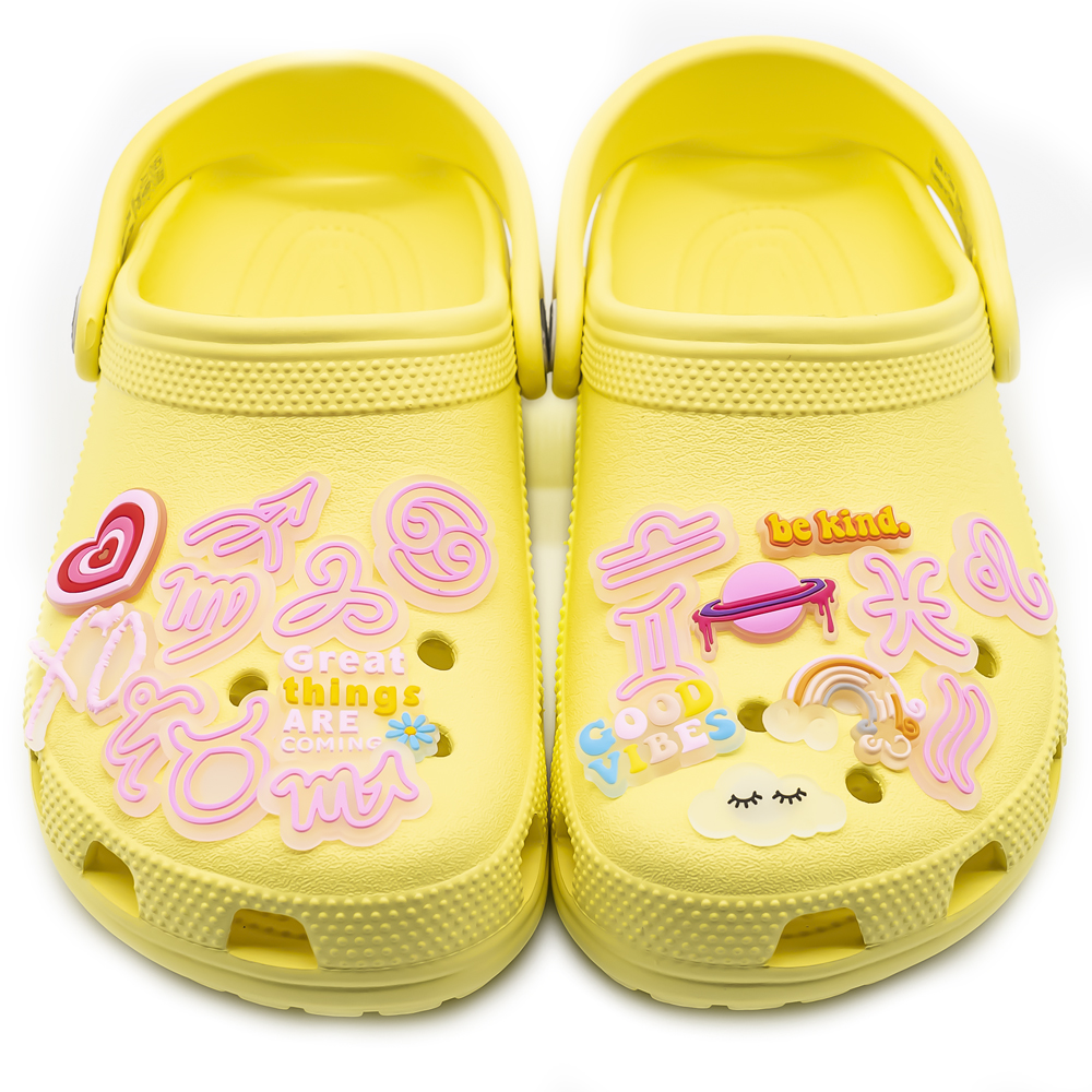 夜光星座洞洞鞋花可爱智必星休闲卡通卡骆驰鞋上装饰品可拆卸配件