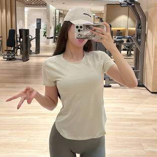 新款 宽松薄款 高级感瑜伽服上衣春季 女遮肚子跑步运动短袖 健身套装
