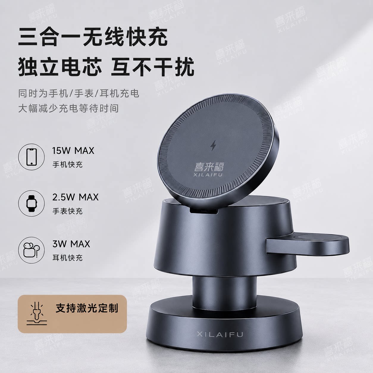 三合一无线充定制礼品送客户图片