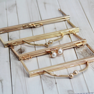 浅金色螺丝孔驳脚口金 手工DIY包包材料配件 25cm 23cm 法棍 20cm