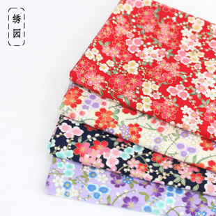 布艺DIY手工布料 国产和风精致烫金布 和风樱花 半米