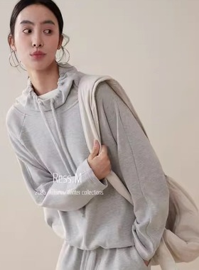 【Ress.M】十三行通勤针织极简抽绳休闲连帽套头宽松长袖上衣卫衣