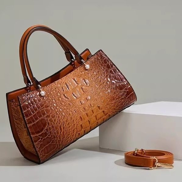 休闲简约通勤复古时尚气质百搭鳄鱼纹单肩包女包手提包单肩斜挎包