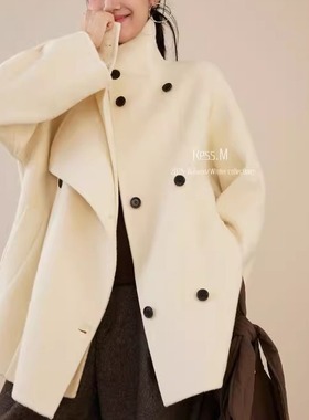 【Ress.M】十三行极简轻奢气质中长款羊绒大衣绵羊毛双面呢外套