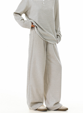 FORUYES官方店 美式复古春秋简约休闲条纹亨利领T恤情侣百搭长袖