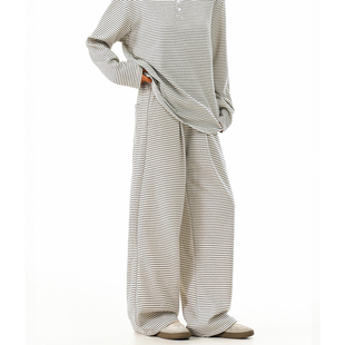 复古春秋简约休闲条纹亨利领T恤情侣百搭长袖 FORUYES官方店 美式