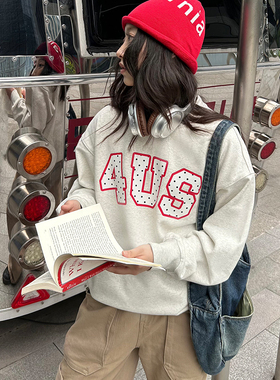 FORUYES官方店 春秋季新品波点印花国潮情侣男女宽松圆领套头卫衣