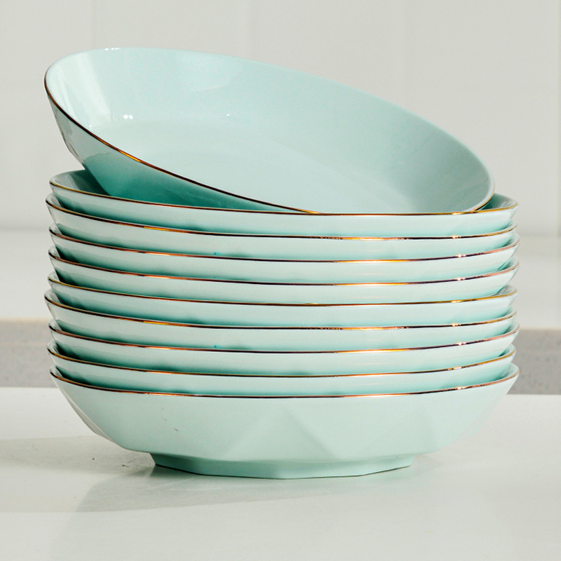 金边轻奢家用盘子组合嘉兰深盘