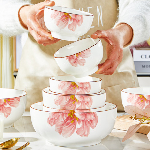 陶瓷碗单个釉中彩家用米饭碗2024新款 汤碗面碗盘子自选 餐具新中式