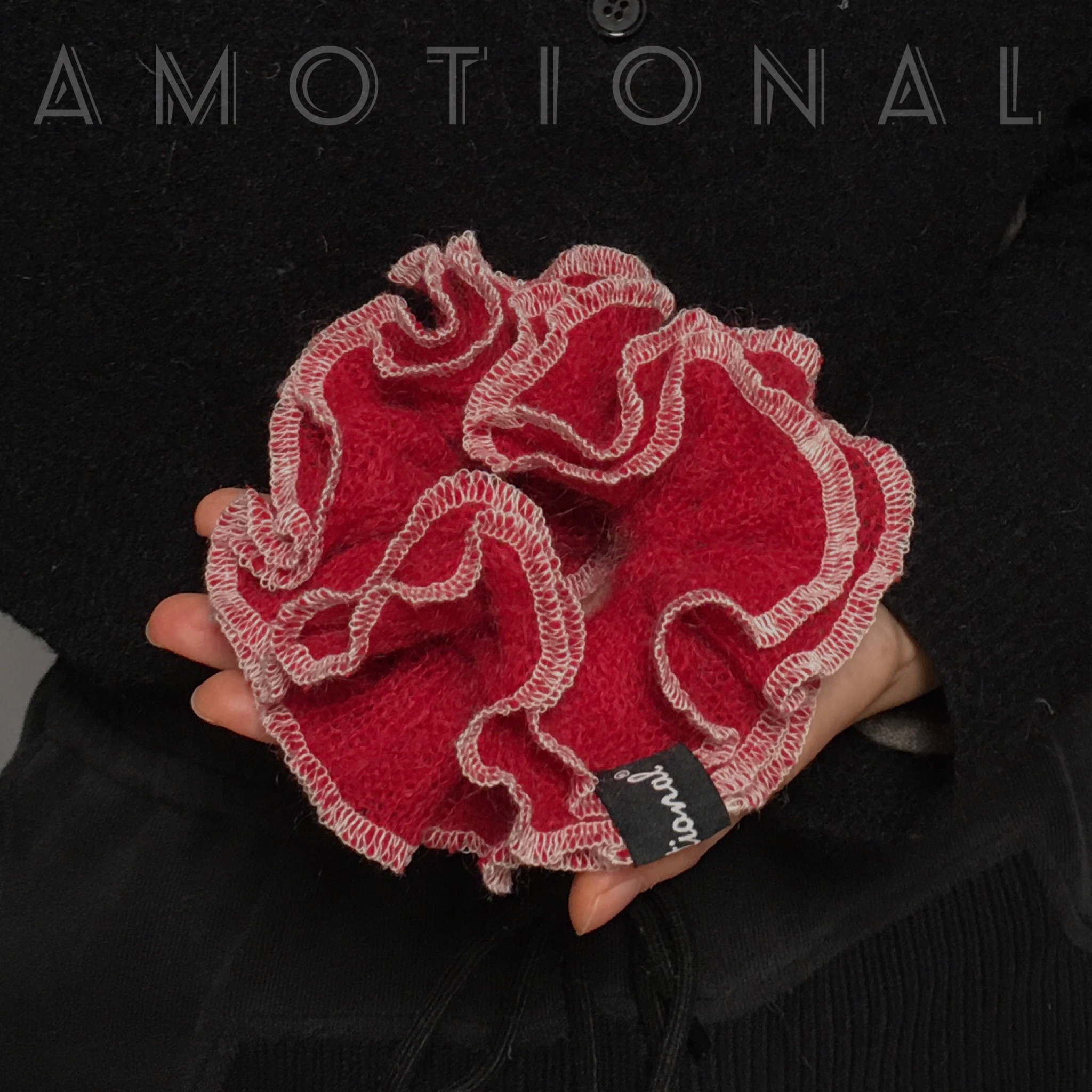 Amotional针织卷卷发圈撞色慵懒马海毛红色发绳新年礼物原创小众