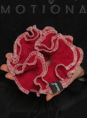 Amotional针织卷卷发圈撞色慵懒马海毛红色发绳新年礼物原创小众