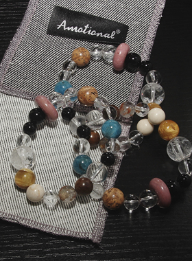 Amotional混彩水晶玉石手串叠戴手饰女个性原创小众日常百搭礼物